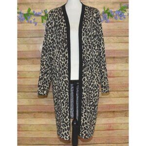 Sunshine & Rodeo Animal Leopard Print Open Front Long Cardigan Sweater Size XL